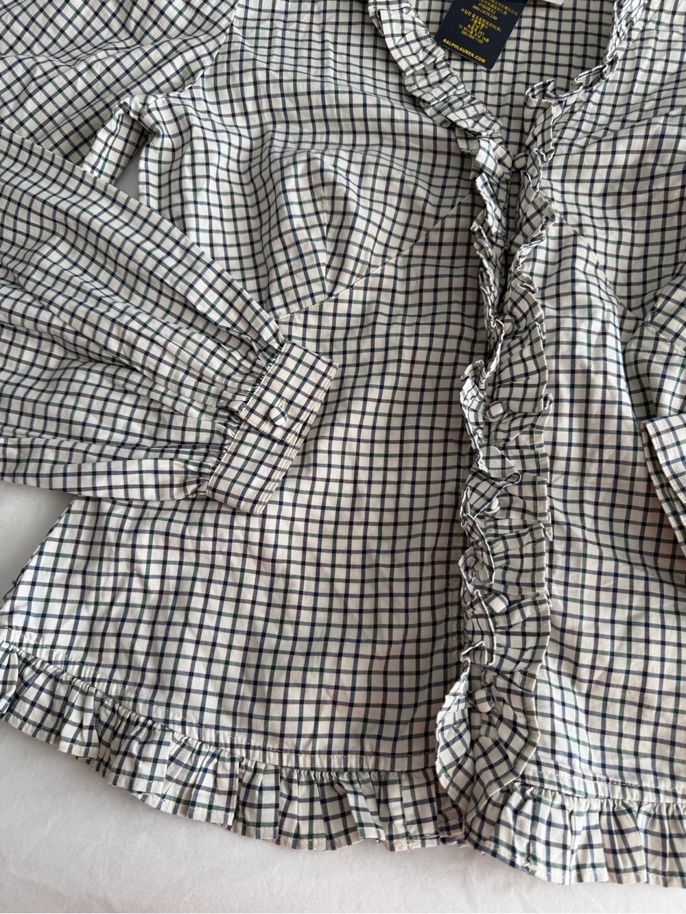NWT Polo Ralph Lauren Ruffle-Trim Poplin Blouse - 100% Cotton - Picture 12 of 15